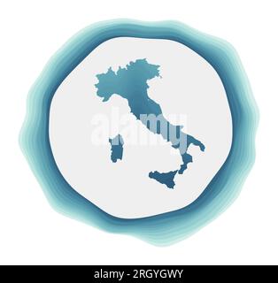 Italy logo. Badge of the country. Layered circular sign around Italy border shape. Stylish vector illustration. Stock Vector
