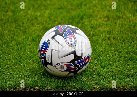 Swansea, Wales. 12 August 2023. The Official Puma Match Ball of the Sky Bet EFL during the Under 18 Professional Development League game between Swansea City and Peterborough United at the Swansea City Academy in Swansea, Wales, UK on 12 August 2023. Credit: Duncan Thomas/Majestic Media/Alamy Live News. Stock Photo