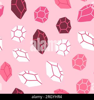 Pink Halloween pattern on pink. Treasures, rocks, jewelry, luxury pattern. Pink diamonds. Wizard pattern. Vector illustration Stock Vector