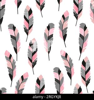 Seamless vector pattern with decorative feathers. Stock Vector