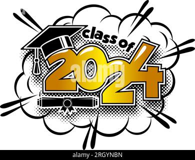 2024 class graduate header. Decorate congratulation for school ...