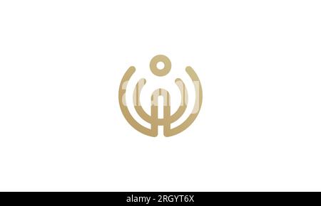 letter iw or wi logo design in circle style . simple and modern logo style Stock Vector