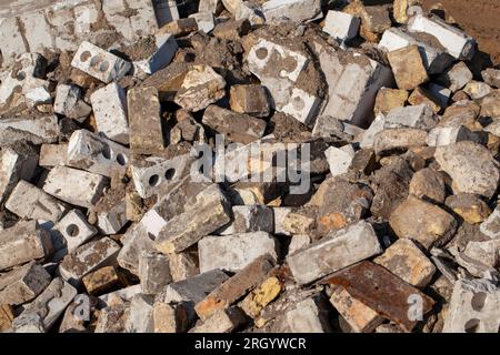 bricks and other building materials scattered on the territory 