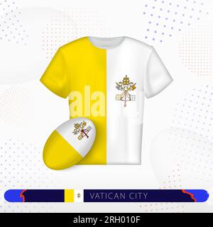 Vatican City rugby jersey with rugby ball of Vatican City on abstract sport background. Jersey design. Stock Vector