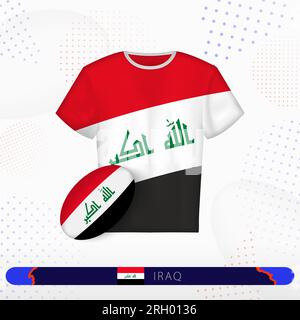 Iraq Rugby Team Flag of Iraq on rugby ball. Round rugby icon with flag of Iraq. Vector ...