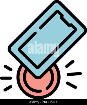 Drop phone case icon outline vector. Mobile cover. Cell device color flat Stock Vector