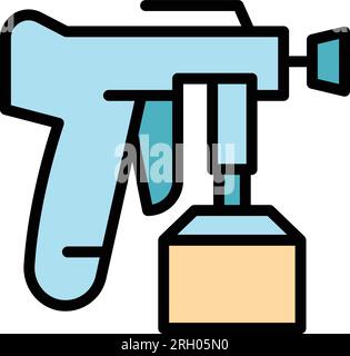 Pistol painter icon outline vector. Car auto. Paint gun color flat Stock Vector