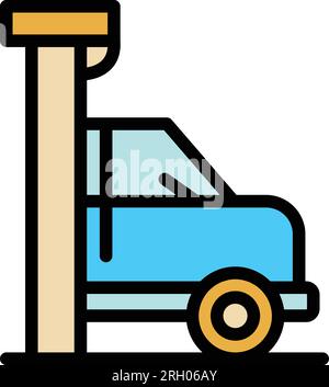 Car parking exit icon outline vector. Park place. Traffic area color flat Stock Vector