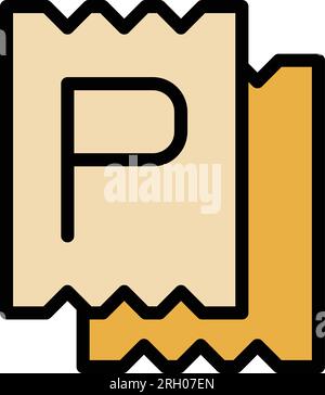 Parking ticket icon outline vector. Car park. Area zone color flat Stock Vector
