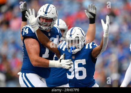 Indianapolis Colts offensive tackle Dan Skipper (74) walks off the
