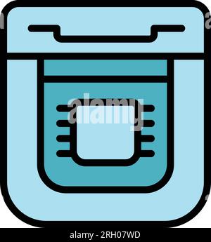 Food bread making icon outline vector. Breadmaker machine. Button control color flat Stock Vector