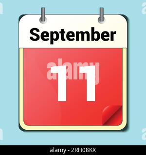 day on the calendar, vector image format, September 11 Stock Vector