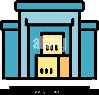 Warehouse inventory icon outline vector. Digital management. Control product color flat Stock Vector
