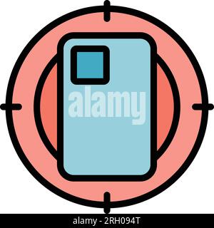 Phone shell case icon outline vector. Mobile cover. Glass device color flat Stock Vector