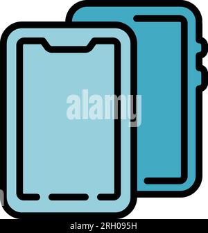 Device case icon outline vector. Smartphone cover. Glass protect color flat Stock Vector