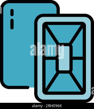 Mobile case icon outline vector. Smartphone cover. Device protect color flat Stock Vector