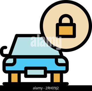 Locked car parking icon outline vector. Garage place. Free card color flat Stock Vector