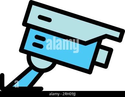 Parking camera security icon outline vector. Car park. Zone place color flat Stock Vector
