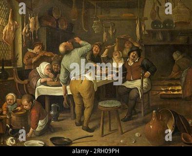 The Fat Kitchen between 1650 and 1655 by Jan Steen Stock Photo