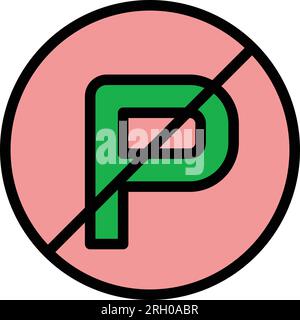 No parking sign icon outline vector. Parking place. Zone traffic color flat Stock Vector