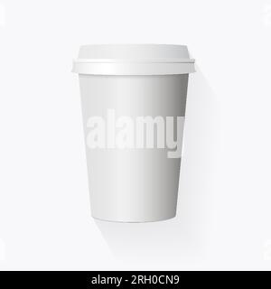 Vector realistic paper coffee cup isolated on white background. 3d plastic blank  cup mockup for cafe, shop, restaurant brand identity design, drink,  lemonade, fresh juice 10 eps Stock Vector