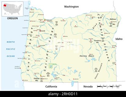 Vector map of the US state of Oregon Stock Photo