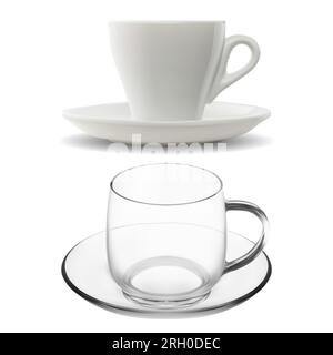Clear Coffee Cup Mockup. Transparent Tea Glass Mug Stock Vector -  Illustration of foam, perfect: 187845826