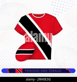 Trinidad and Tobago rugby jersey with rugby ball of Trinidad and Tobago on abstract sport background. Jersey design. Stock Vector