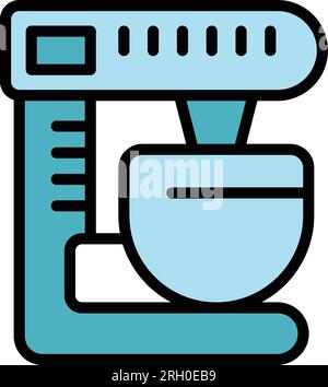 Food processor icon outline vector. Kitchen machine. Button control color flat Stock Vector