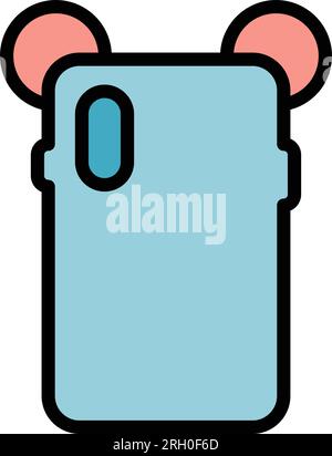 Case phone display protector icon outline vector. Mobile cover. Cell glass color flat Stock Vector