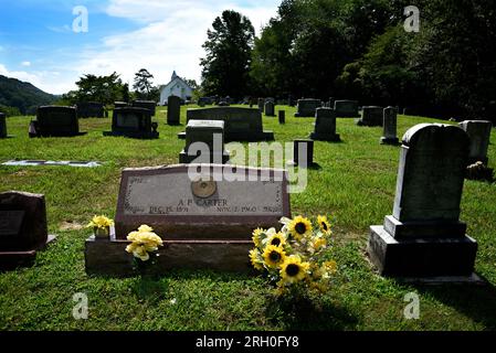 The grave of country music pioneer and founder of the historic Carter Family, in Maces Spring in rural Southwest Virginia (see addition info). Stock Photo