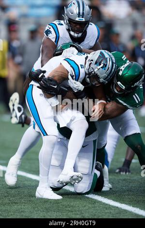 Carolina Panthers quarterback Matt Corral (2) looks over the defense during  an NFL preseason football game against the New York Jets, Saturday, Aug.  12, 2023, in Charlotte, N.C. (AP Photo/Brian Westerholt Stock