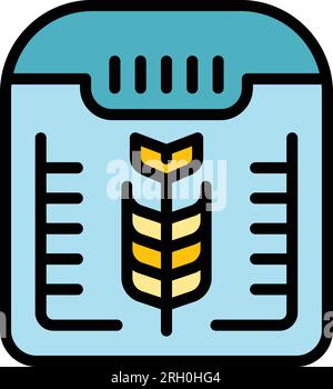 Wheat bread machine icon outline vector. Food maker. Button cooking color flat Stock Vector
