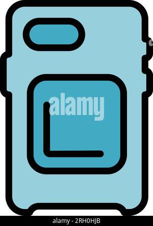Hand phone case icon outline vector. Smartphone cover. Glass device color flat Stock Vector