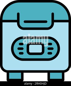 Button bread maker icon outline vector. Kitchen machine. Food control color flat Stock Vector