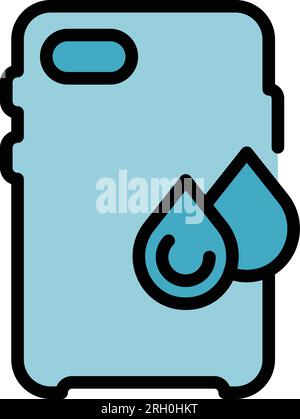 Reflection phone case icon outline vector. Mobile cover. Device protect color flat Stock Vector