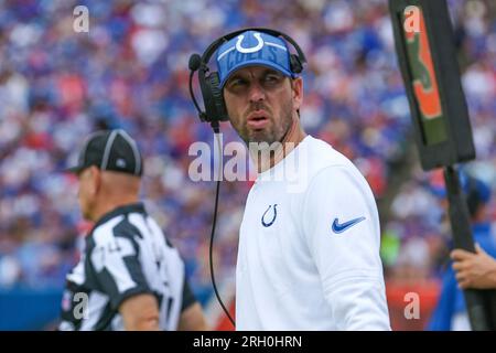 Indianapolis Colts center Dakoda Shepley (65) walks off the field after an  NFL pre-season football game against the Buffalo Bills, Saturday, Aug. 12,  2023, in Orchard Park, N.Y. Buffalo defeated the Colts