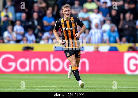 Hull, UK. 28th July, 2023. Sean McLoughlin of Hull City during the Sky Bet Championship match Hull City vs Sheffield Wednesday at MKM Stadium, Hull, United Kingdom, 12th August 2023 (Photo by Ryan Crockett/News Images) in Hull, United Kingdom on 7/28/2023. (Photo by Ryan Crockett/News Images/Sipa USA) Credit: Sipa USA/Alamy Live News Stock Photo