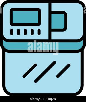 Bakery bread machine icon outline vector. Food processor. Button control color flat Stock Vector