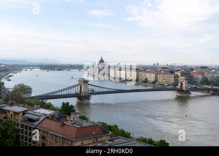 Széchenyi Chain Bridge in Budapest Stock Photo