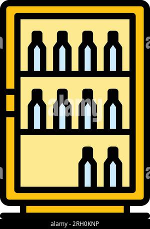 Winery store cabinet icon outline vector. Wine shelf. Wood bar Stock ...
