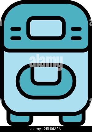 Cooking bread machine icon outline vector. Kitchen food. Button control color flat Stock Vector
