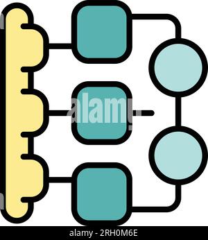 Gear scheme icon outline vector. Workflow process. Team plan color flat Stock Vector