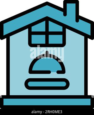 Kitchen self isolation icon outline vector. Online work. Remote area color flat Stock Vector