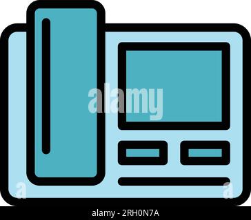 Big video intercom icon outline vector. Door system. Phone camera color ...