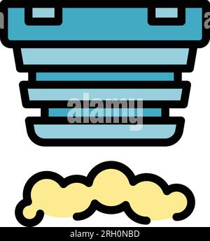 Card smoke detector icon outline vector. Safety house. Fire alarm color flat Stock Vector
