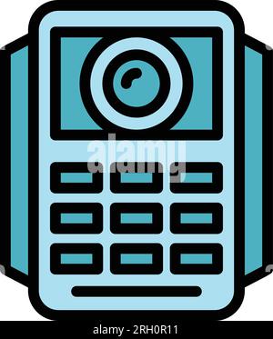 Video intercom security icon outline vector. Control camera. Door system color flat Stock Vector