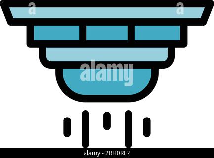 Fireproof smoke detector icon outline vector. Fire alarm. Home system color flat Stock Vector