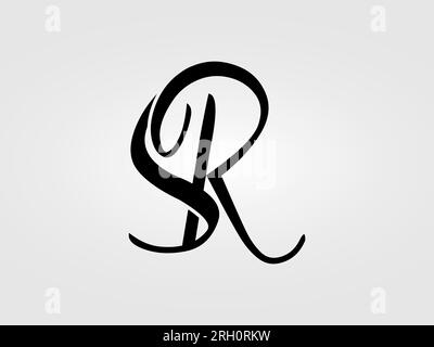 SR Artistic Letter Logo Design with Serif Font in Black and White Colors  Vector Illustration | Letter logo design, Letter logo, Logo design