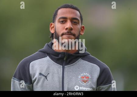 Exeter, UK. 12th Aug, 2023. Dominic Thompson #23 of Blackpool arrives ahead of the Sky Bet League 1 match Exeter City vs Blackpool at St James' Park, Exeter, United Kingdom, 12th August 2023 (Photo by Gareth Evans/News Images) in Exeter, United Kingdom on 8/12/2023. (Photo by Gareth Evans/News Images/Sipa USA) Credit: Sipa USA/Alamy Live News Stock Photo